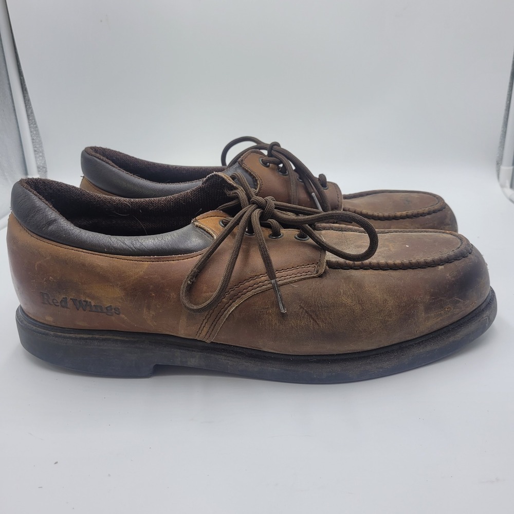 Red Wing SuperSole Mens Brown Leather Moc Toe Steel Toe Work Shoes Vintage Sz 13